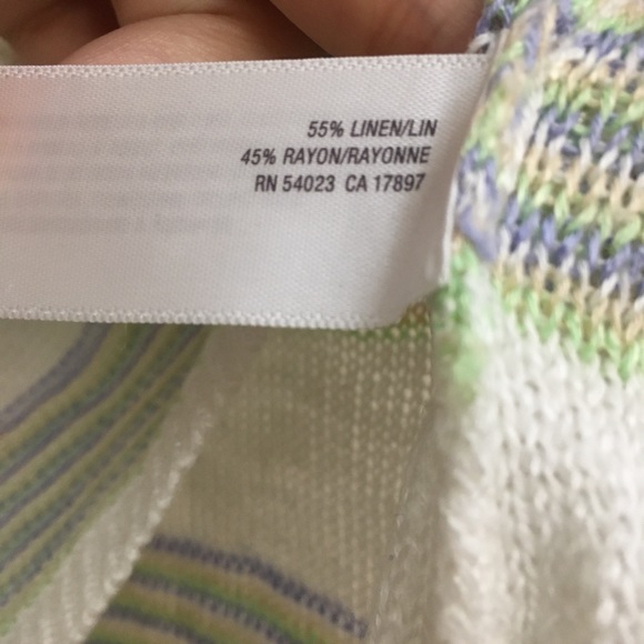 OLD NAVY White Striped Linen Blend Knit Sleeveless Tank Top Women’s Medium - Picture 5 of 5